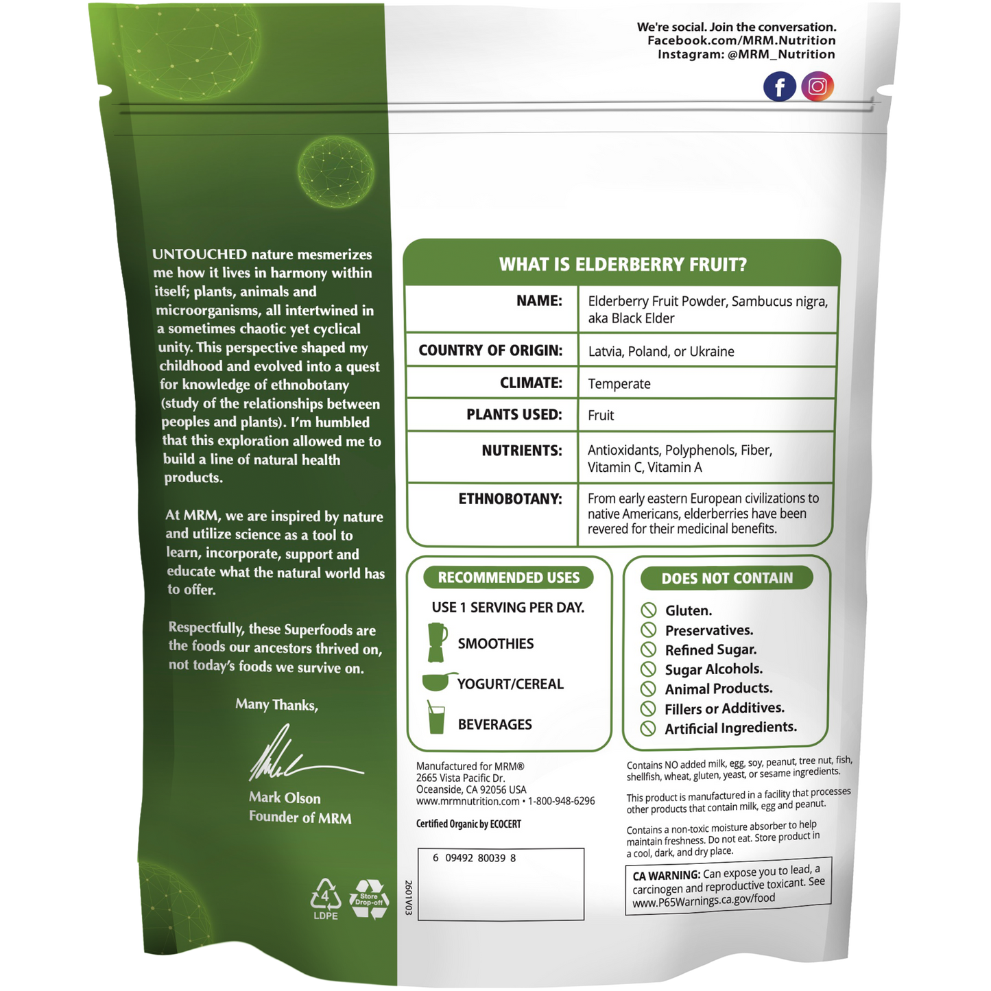 Superfoods - Organic Elderberry Fruit Powder