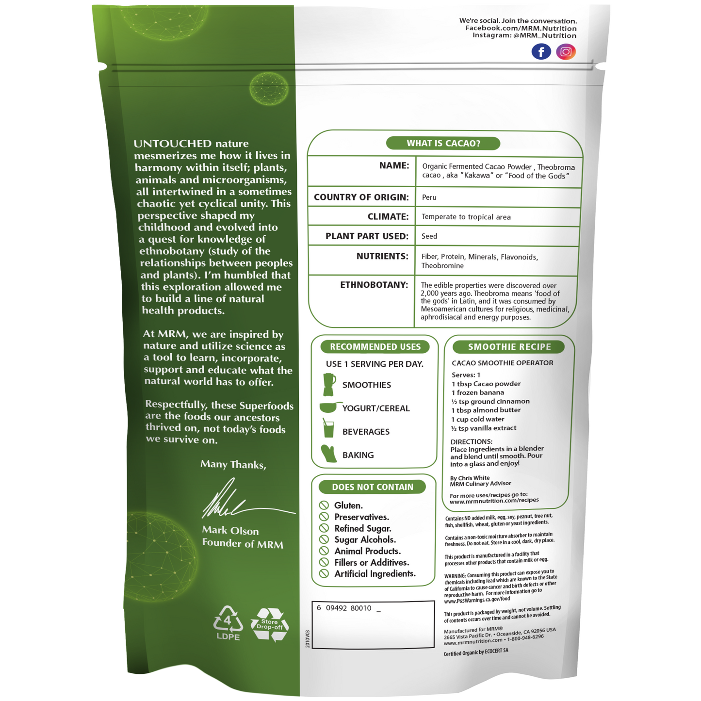 Superfoods - Organic Fermented Cacao Powder