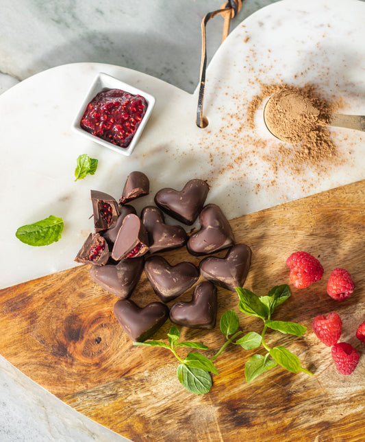 Cacao Truffles with Red Beet Jam