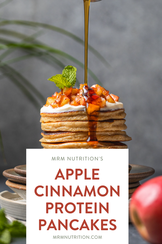 Cinnamon & Maca Protein Pancakes with Sautéed Cinnamon Apples and Pumpkin Spice Yogurt