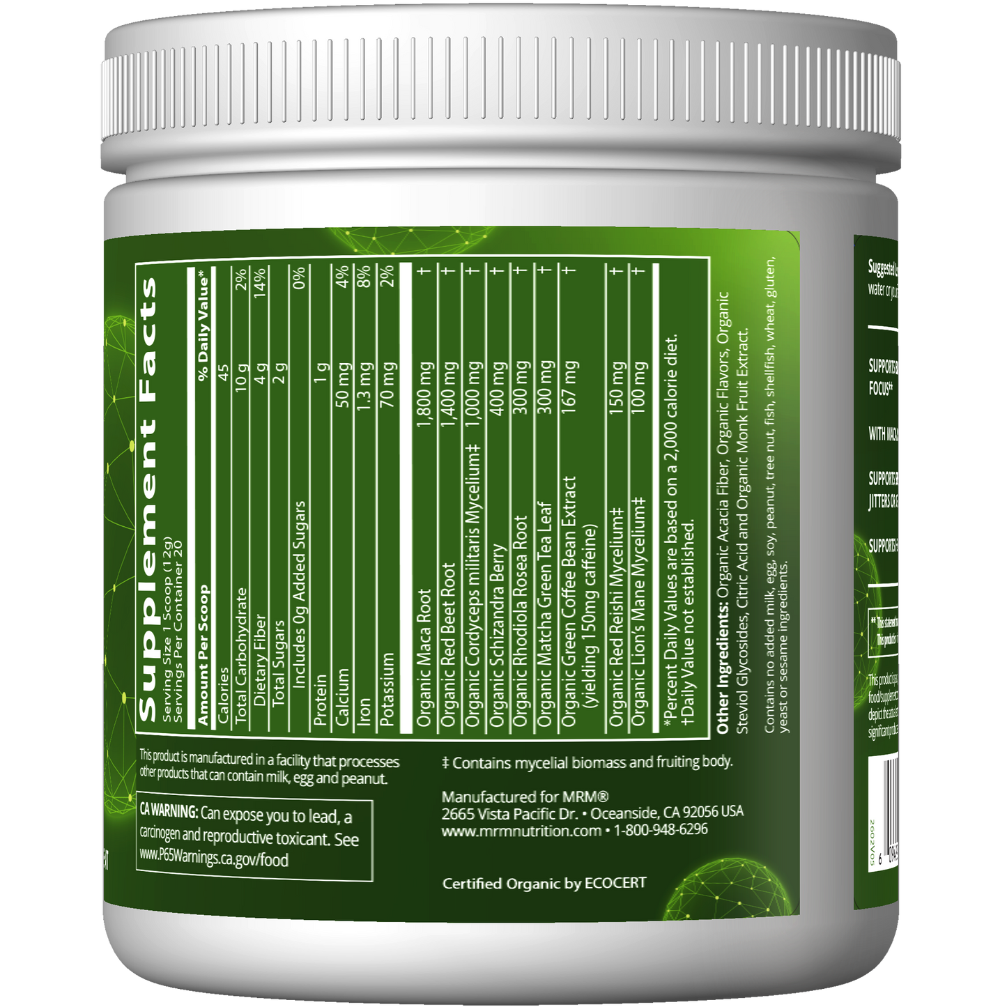 Organic Pre-Workout Black Cherry Flavored (240g)