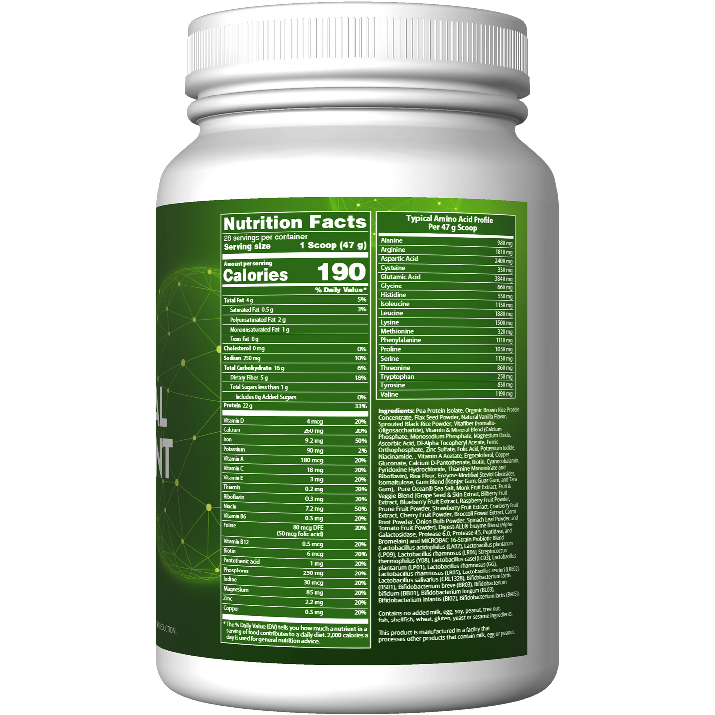 Veggie Meal Replacement Vanilla Bean Flavored (3lb)