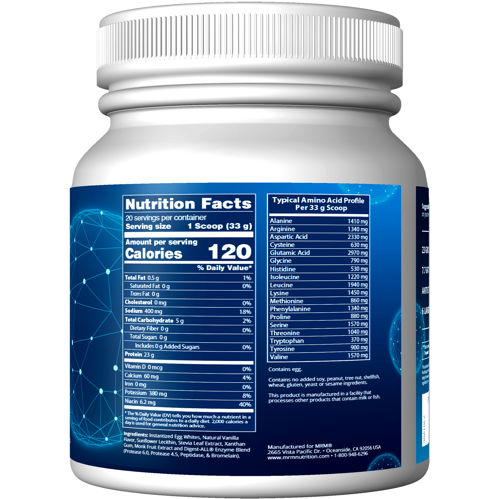 Egg White Protein Vanilla Flavored (24oz) MRM Nutrition