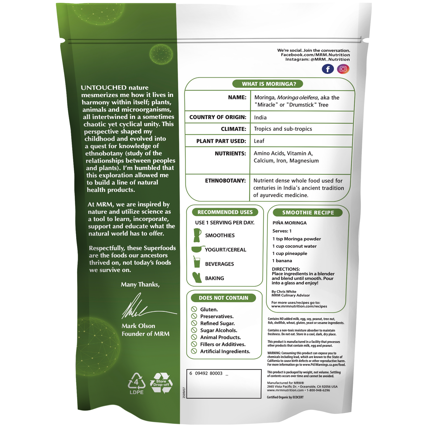 Superfoods - Organic Moringa Leaf Powder