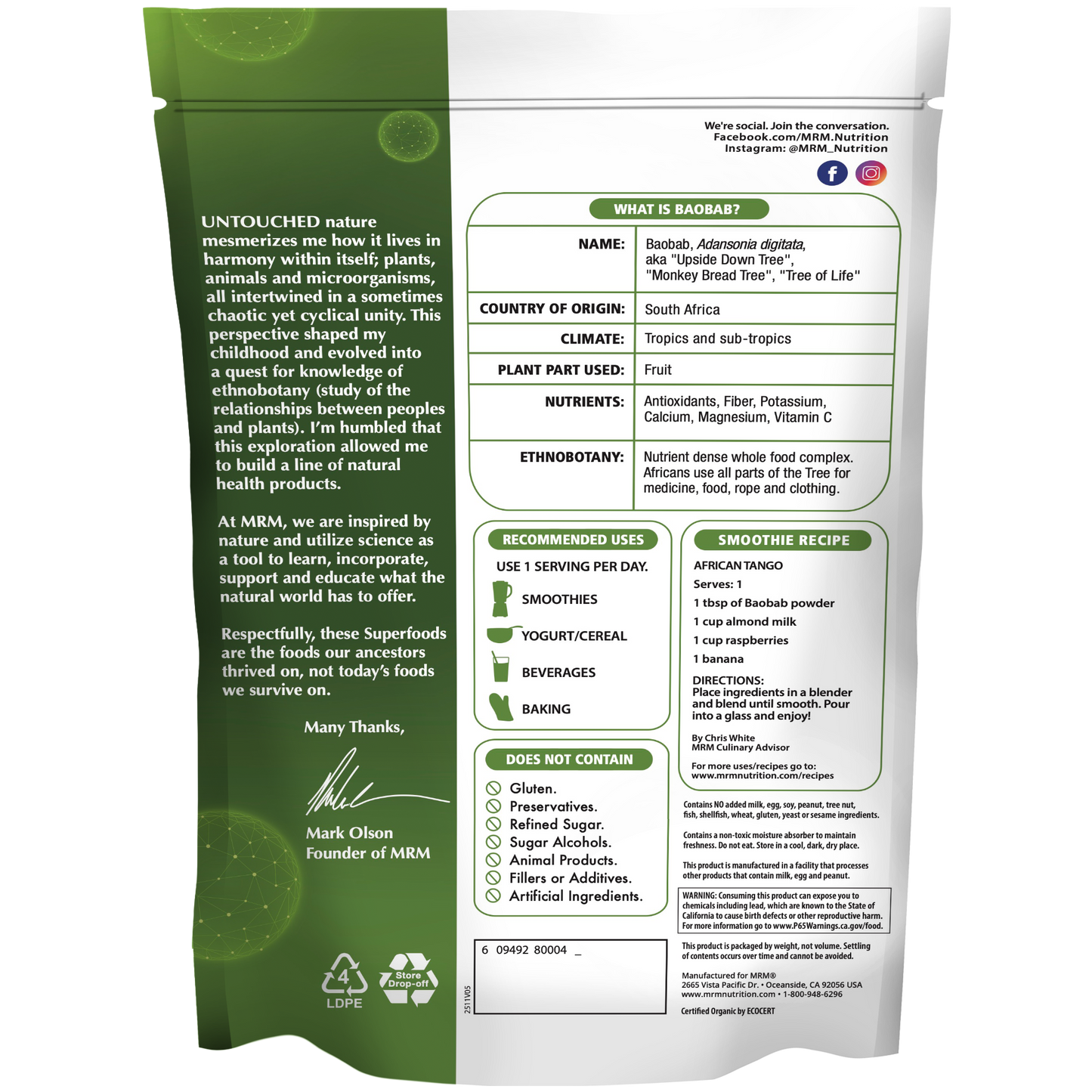 Superfoods - Organic Baobab Fruit Powder