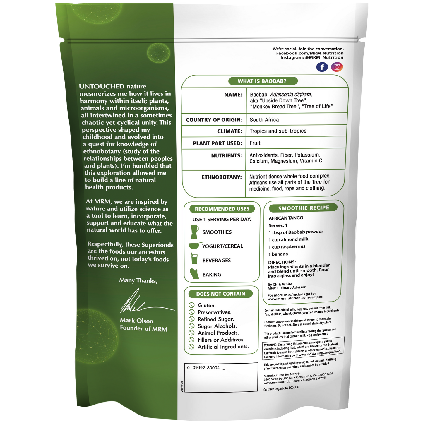 Superfoods - Organic Baobab Fruit Powder
