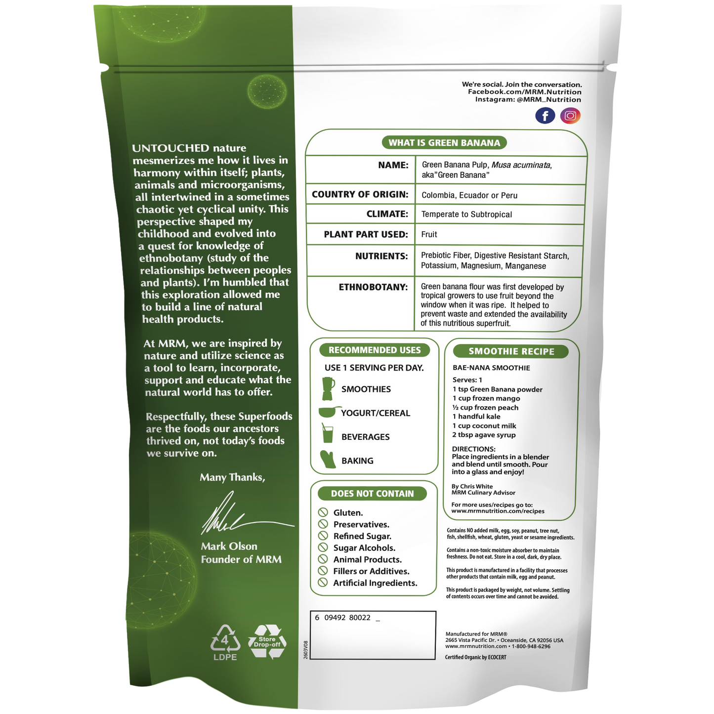 Superfoods - Organic Green Banana Powder