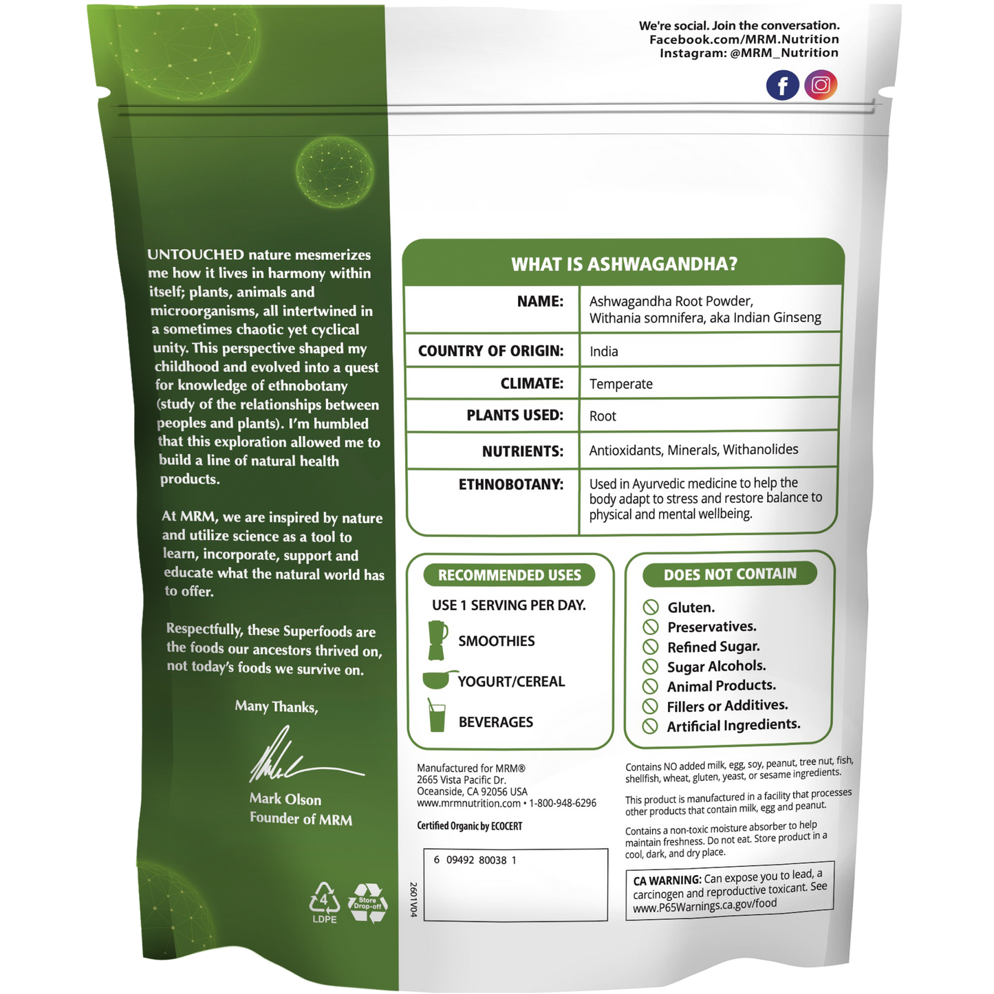 Superfoods - Organic Ashwagandha Root Powder