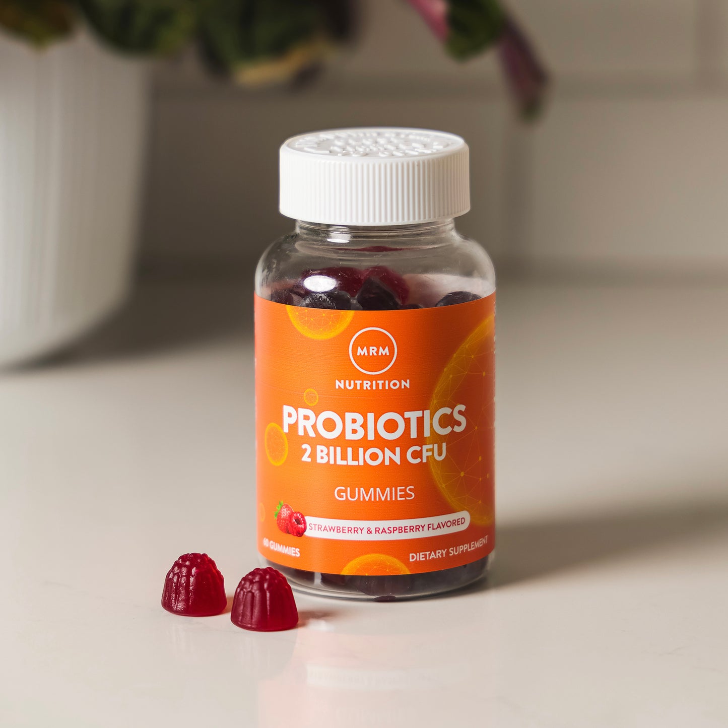 Probiotics Gummies | 2 Billion CFU | Natural Strawberry & Raspberry Flavored | 30 servings
