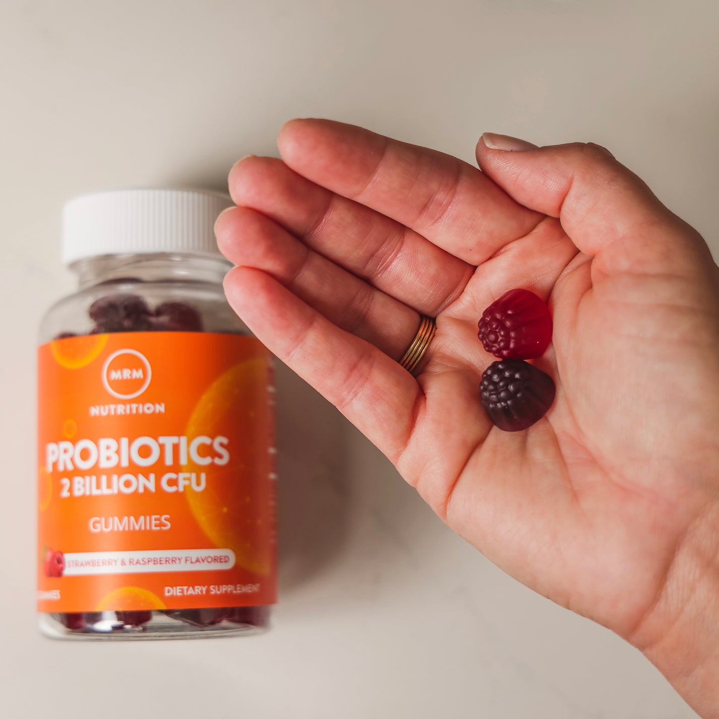 Probiotics Gummies 2 Billion CFU Natural Strawberry & Raspberry Fl