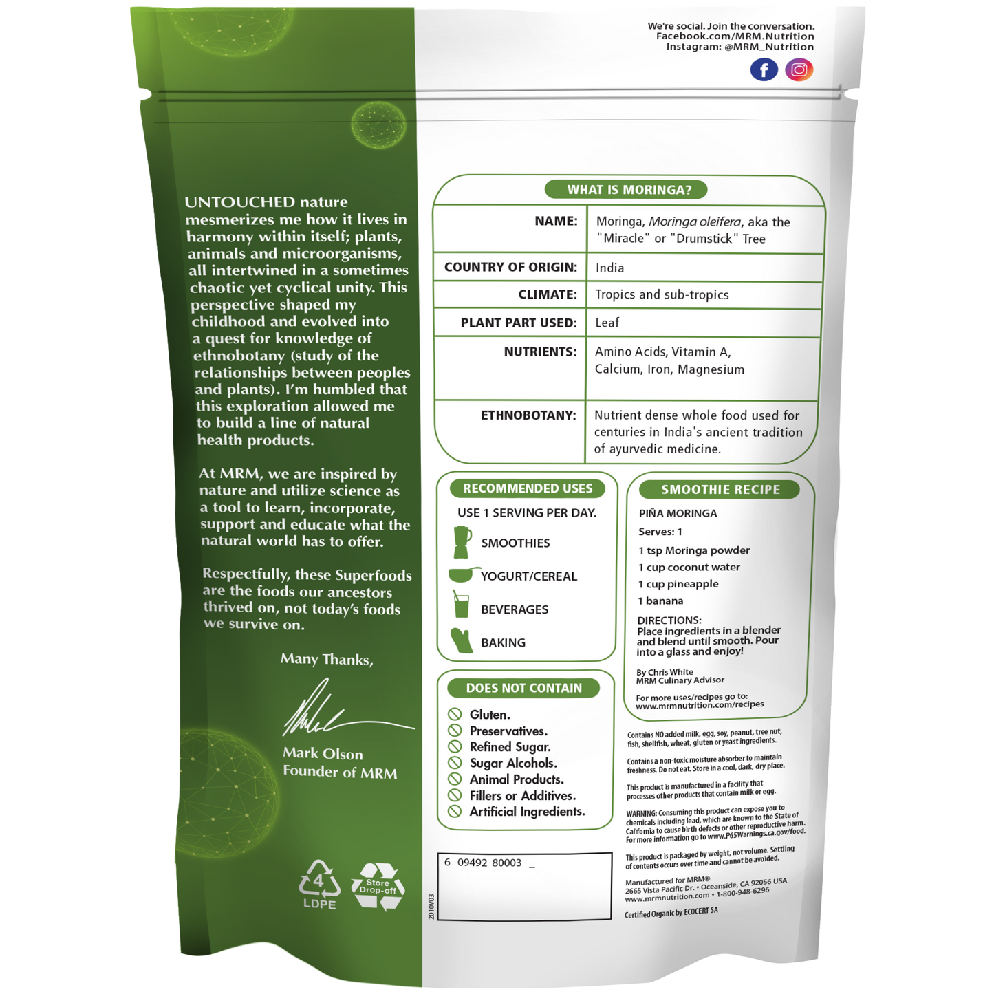 Superfoods - Organic Moringa Leaf Powder